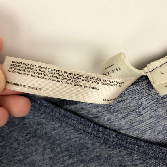 Anthropologie Eloise Blue Gray Spandex V- Neck Stretch Tank - Picture 5 of 9